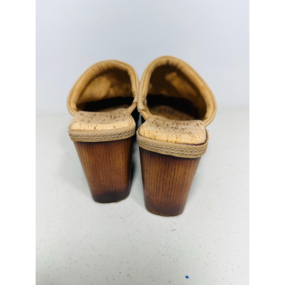 Korks Lori Platform Block Heel Clogs Sz 7 Navy/Br… - image 5